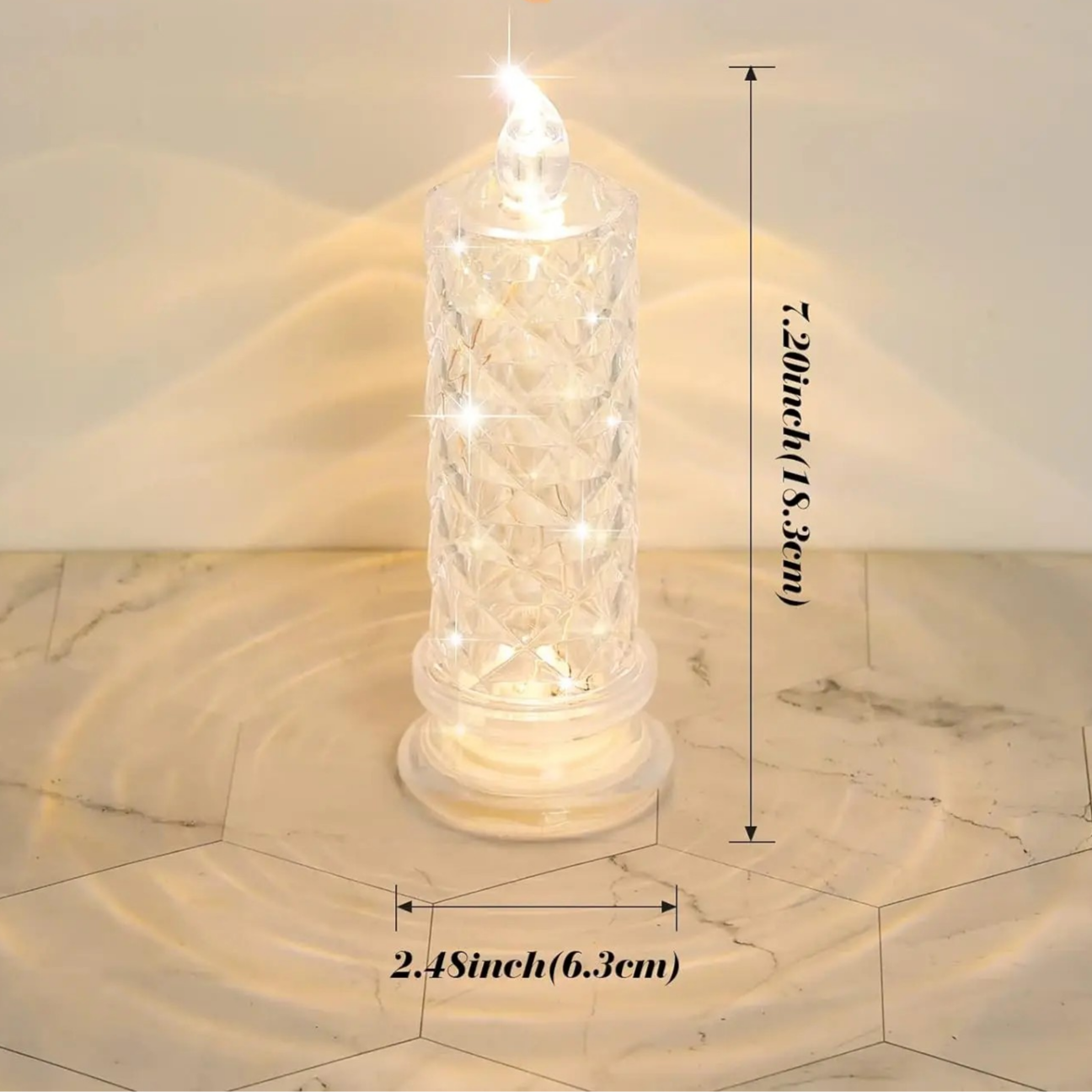 Crystal Glow Flameless LED Table Lamp – Decorative Mood Light