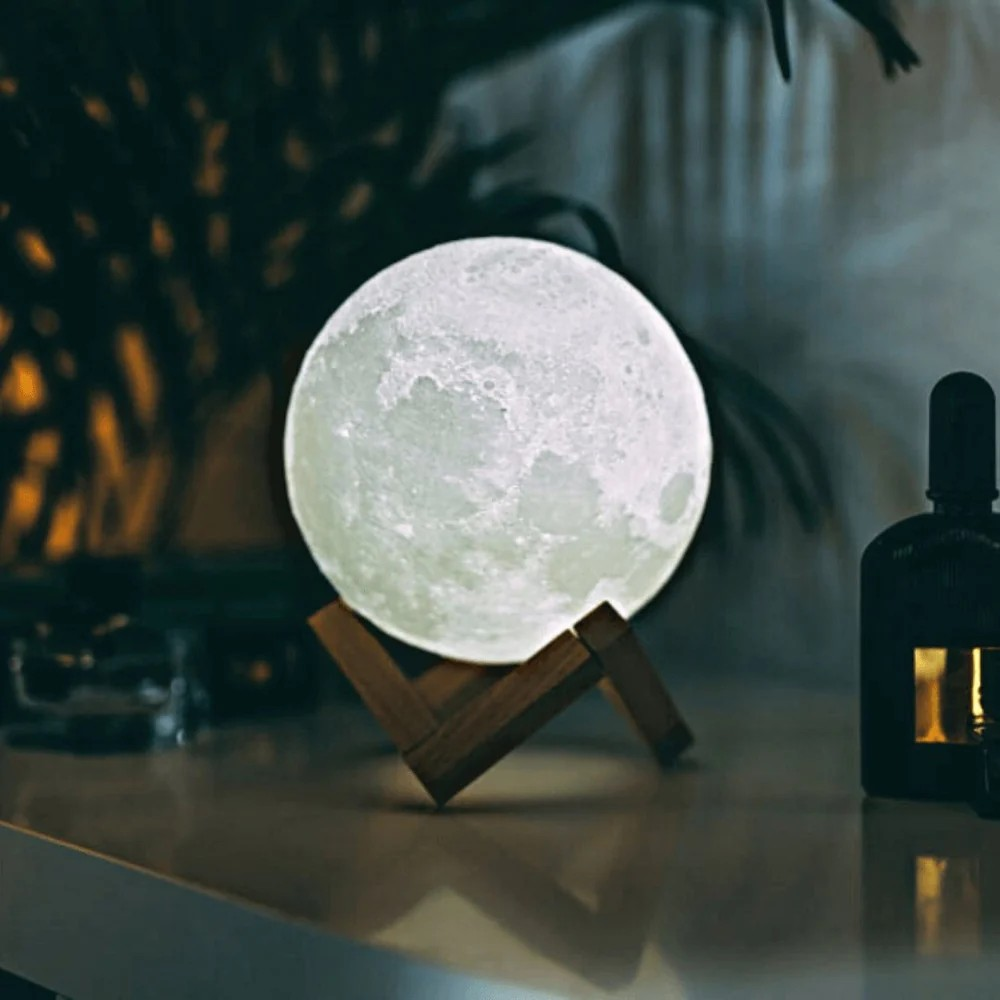 Moonlight Lamp with Wooden Stand